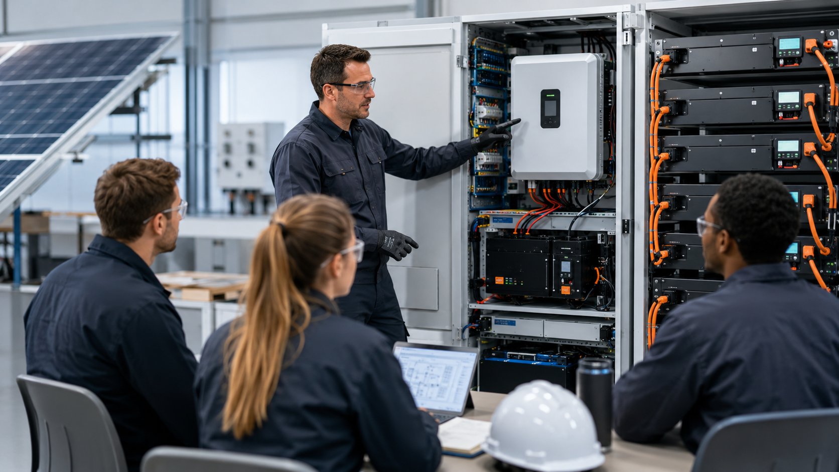 Technical training session on battery storage and inverter systems